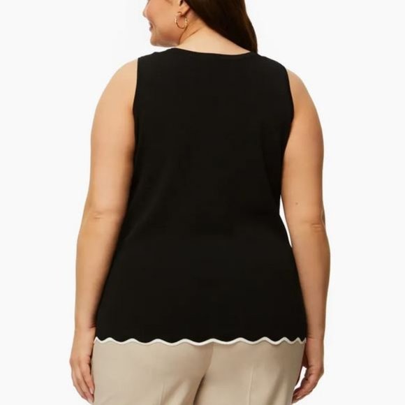 LAURA: Scallop Detail Cami - black with white trim - Picture 7 of 11